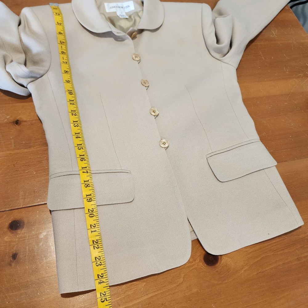 Jones New York 2pc Wool Skirt Suit Womens 6 6P Beige Vintage Career‎ Office Y2K - Picture 10 of 16